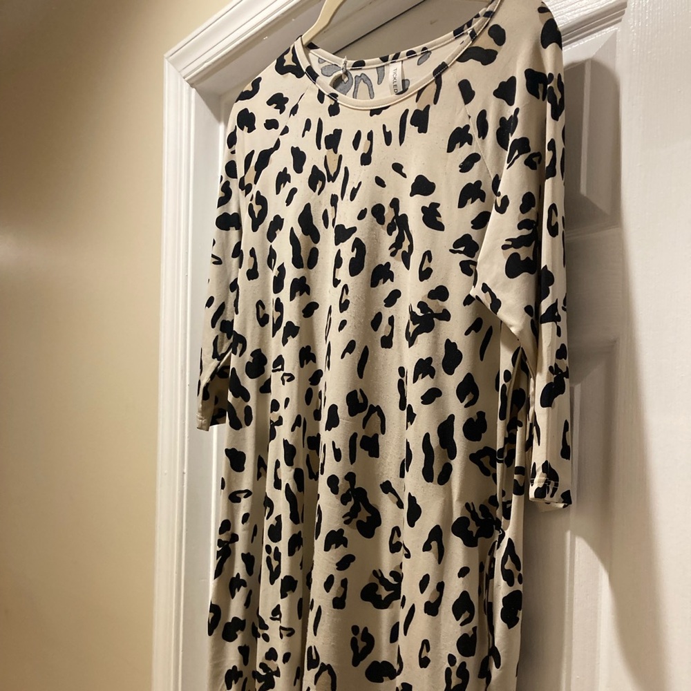 Neutral Animal Print Mini Dress - Beige and Black